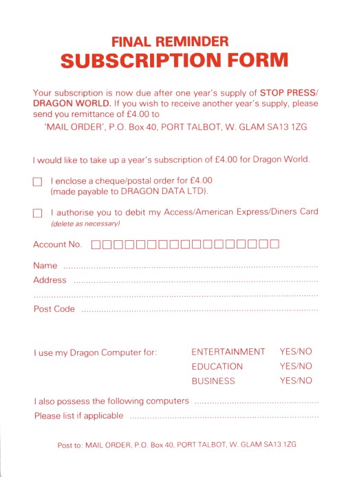 Subscription Form